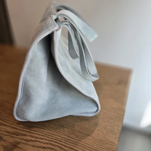 Margot New York Light Blue/Grey Suede Tote Bag - Picture 5 of 8